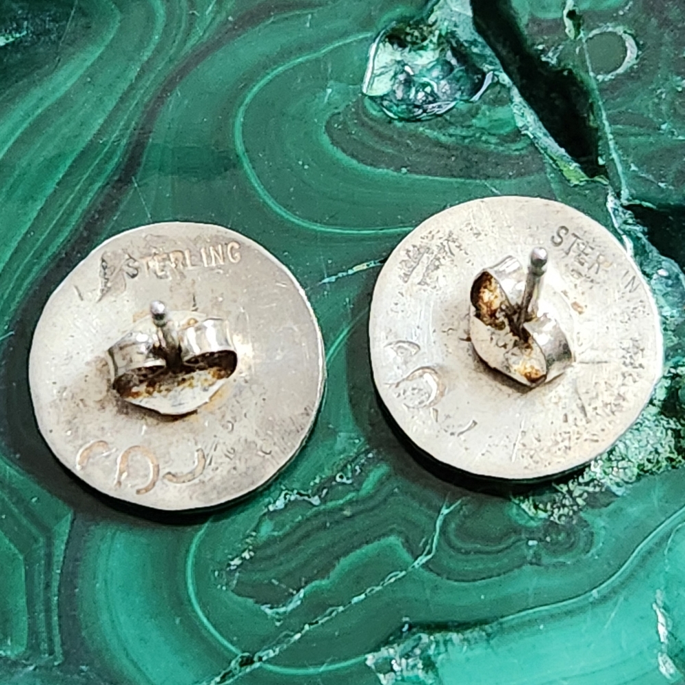 Sterling Silver and Turquoise Southwestern Earrings - Hearts - Picture 3 of 5